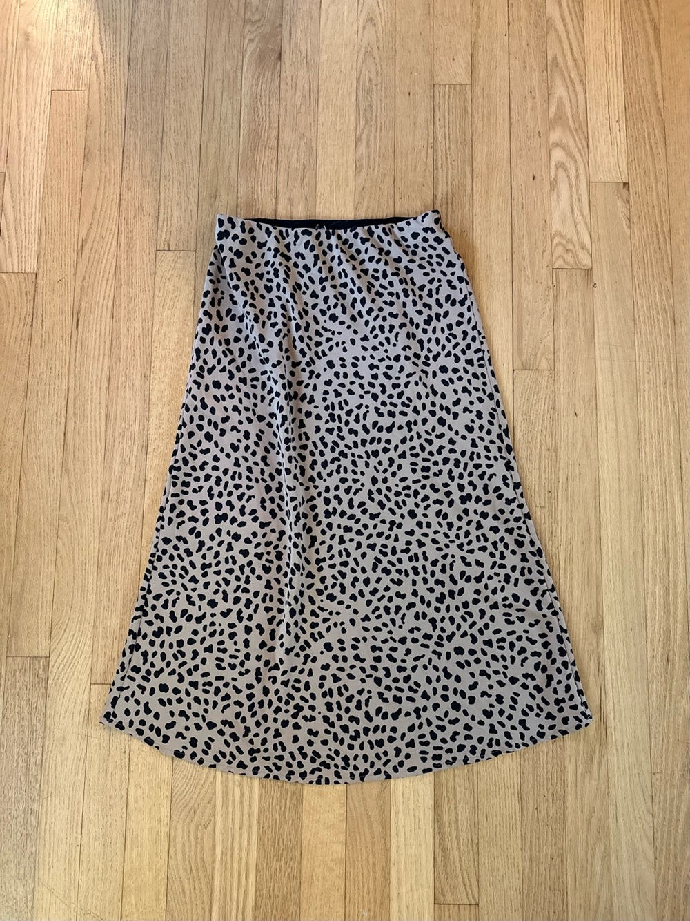 Source Unknown Taupe and Black Leopard-Print A-Line Skirt